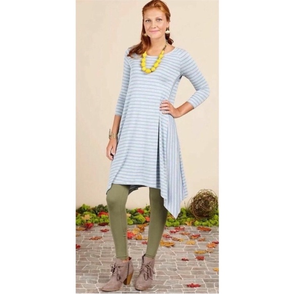 Matilda Jane Dresses & Skirts - Matilda Jane Her Majesty dress blue gray Once Upon a Time striped asymmetrical